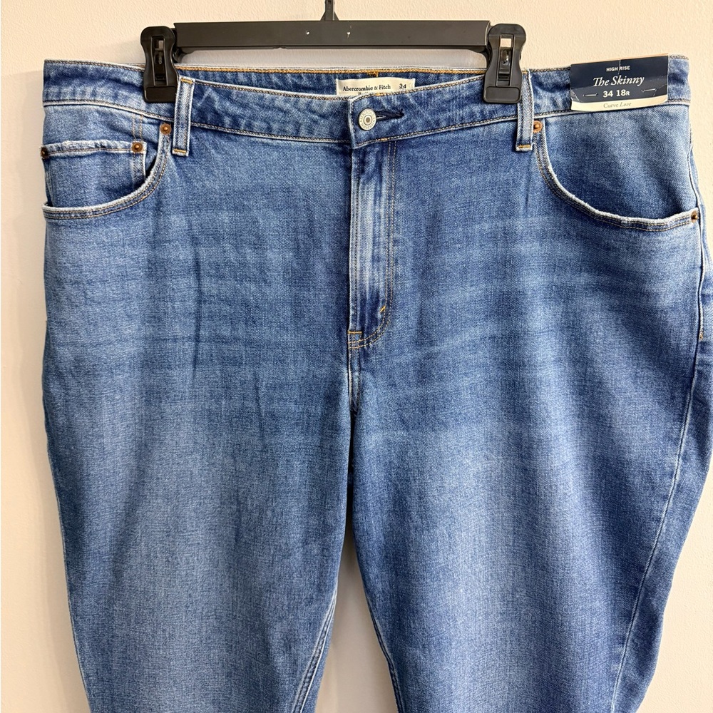 Abercrombie & Fitch The Skinny Ankle Curve Love High Rise Jeans Size 18R NWT - Picture 2 of 12